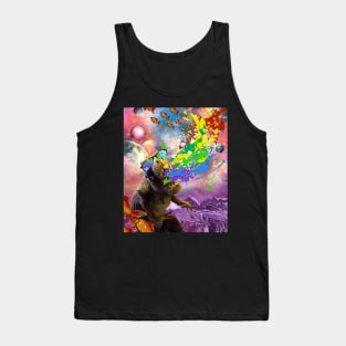 Rainbow Puking Dinosaur, Sunglasses In Space Tank Top